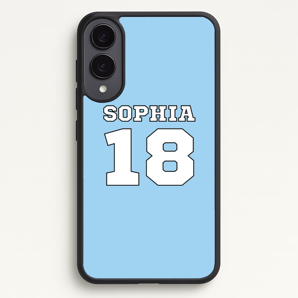 Light Blue - Personalised Football Phone Case - Galaxy S25 Edge / Standard