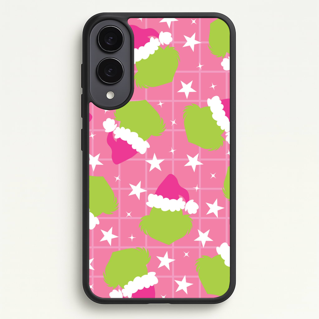 Pink Green Creature Xmas Pattern Phone Case - Galaxy S25 Edge / Standard