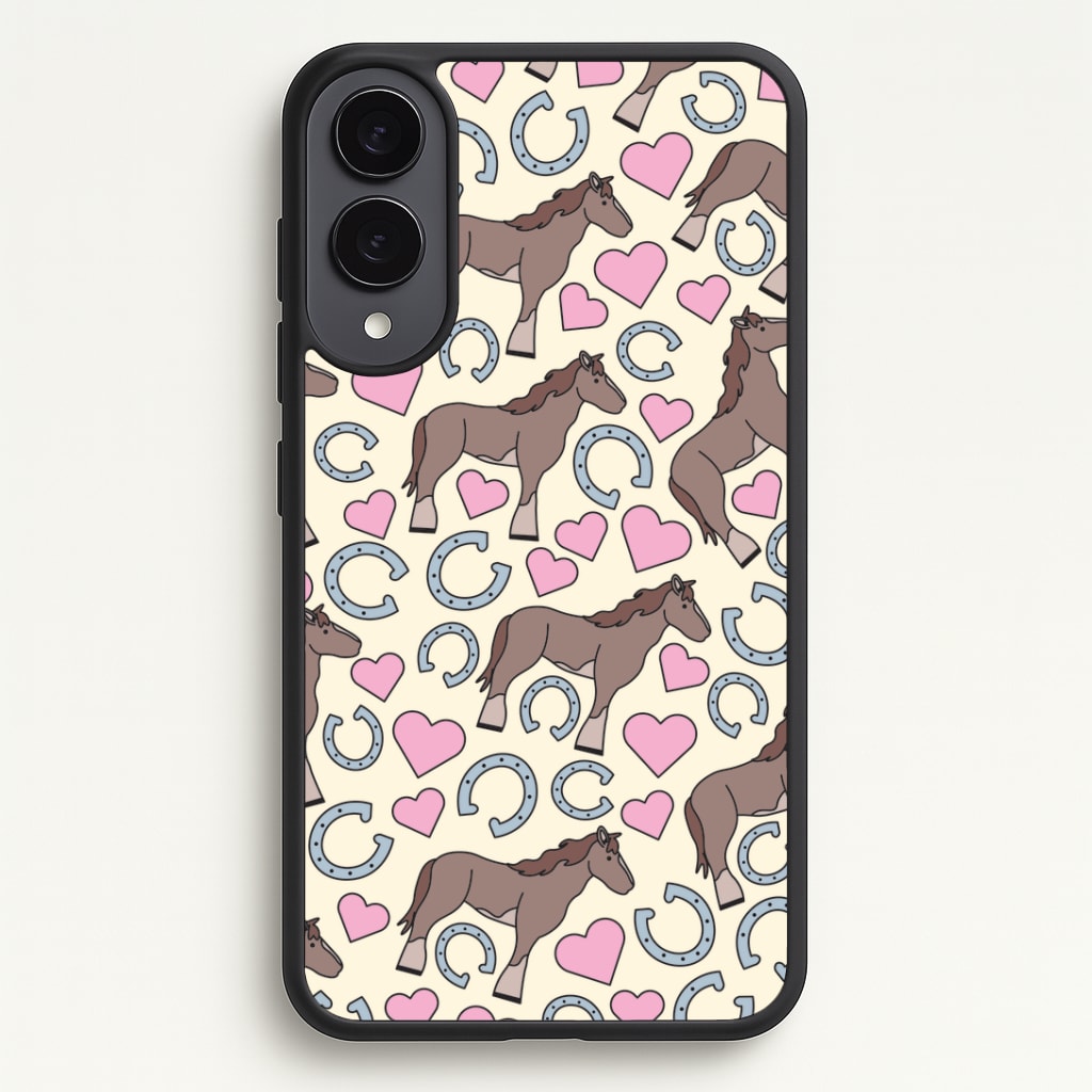 Horses And Horseshoes Pattern - Horses Phone Case - Galaxy S25 Edge / Standard