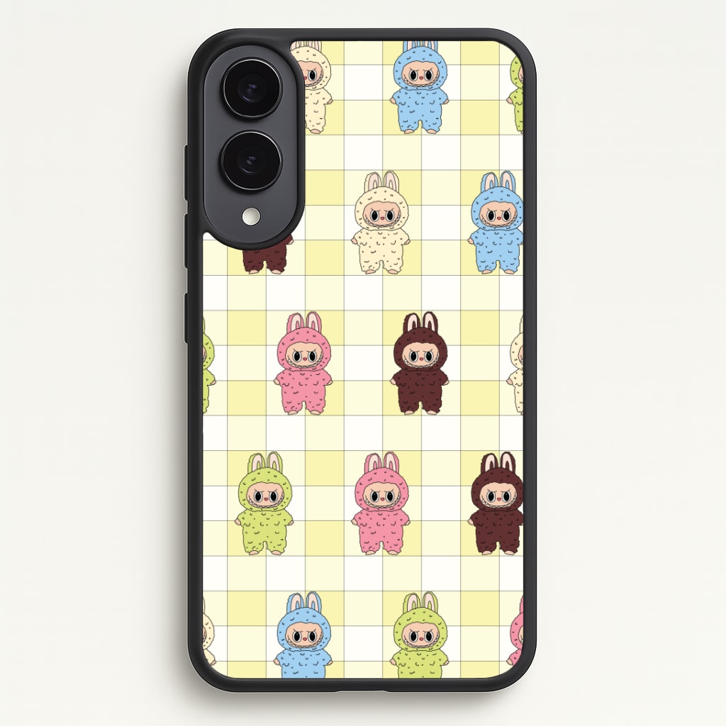 Cute Colourful Monsters Checkered Pattern Phone Case - Galaxy S25 Edge / Standard