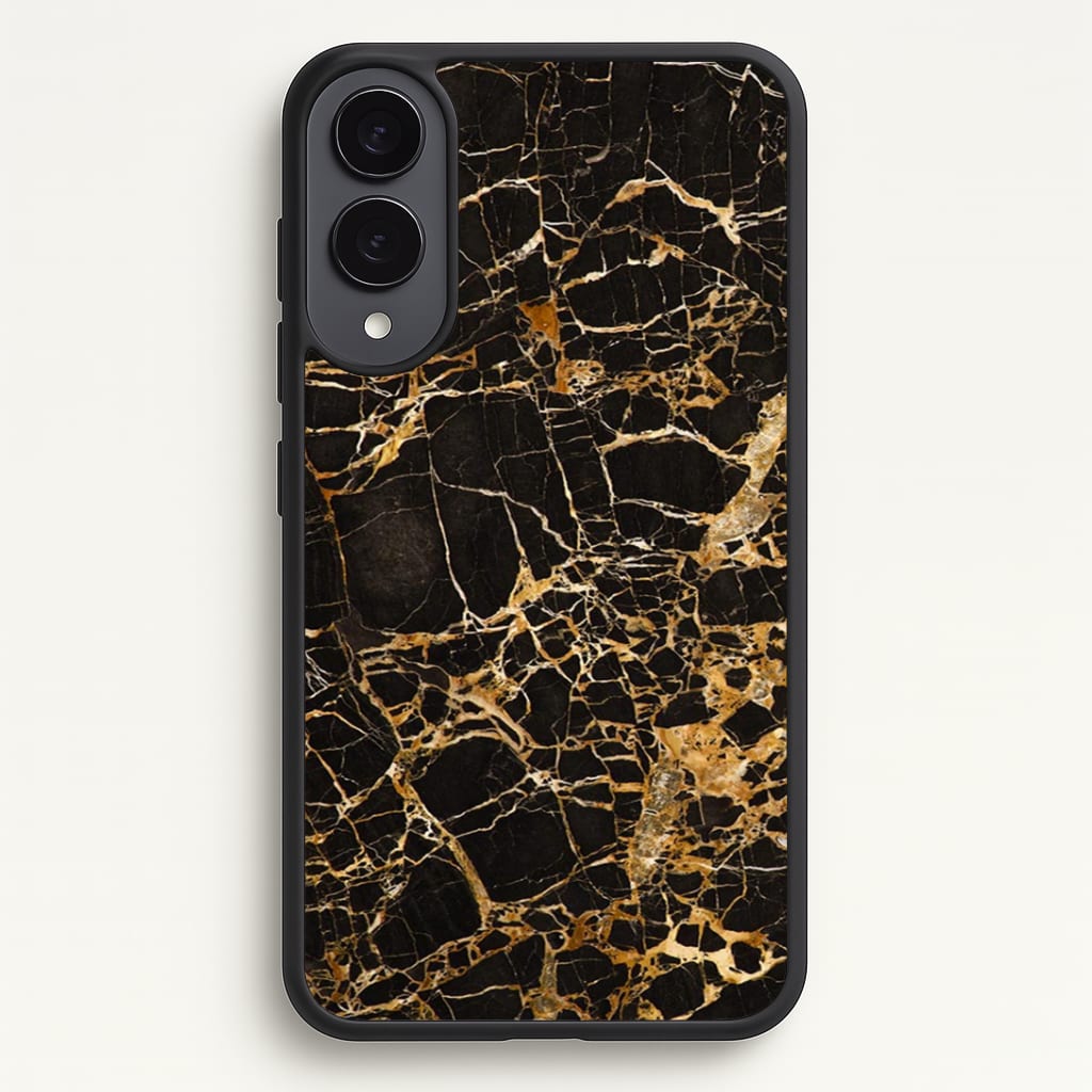 Black & Gold Marble Pattern Phone Case - Galaxy S25 Edge / Standard