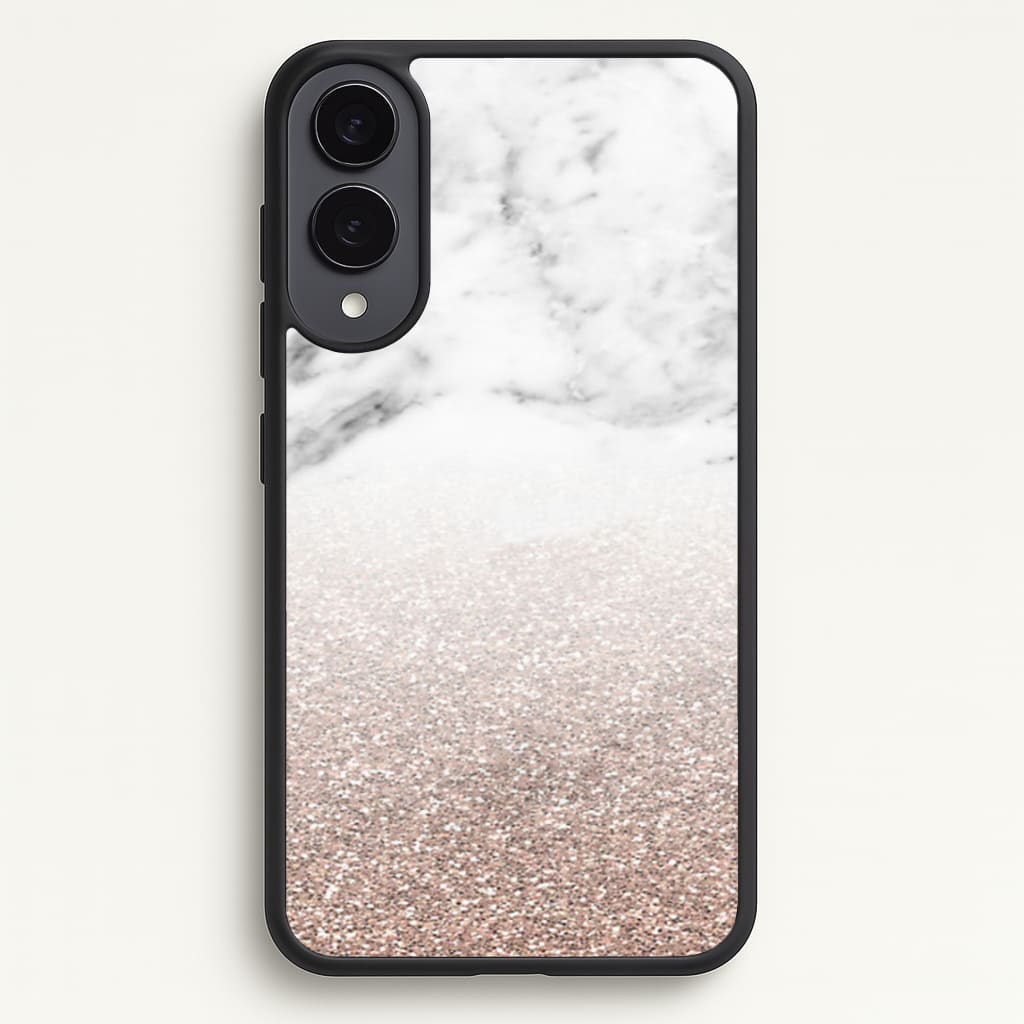 Rose Gold Glitter & Marble Phone Case - Galaxy S25 Edge / Standard
