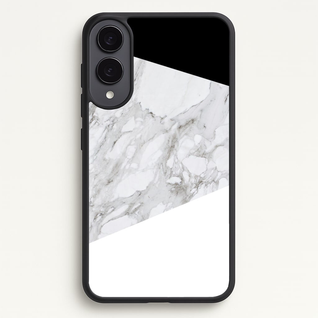 White, Black and Marble Pattern Phone Case - Galaxy S25 Edge / Standard