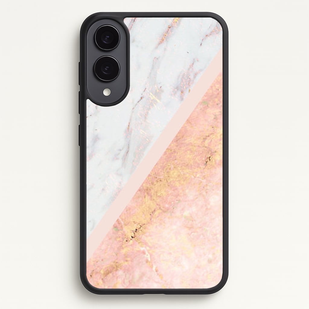 Marble and Rose Gold Phone Case - Galaxy S25 Edge / Standard