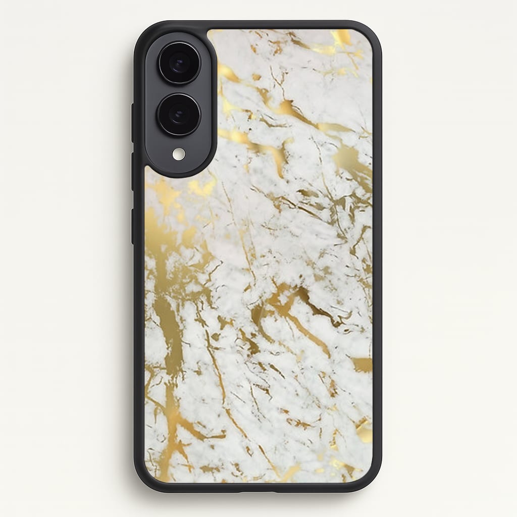 Gold Marble Splatter Phone Case - Galaxy S25 Edge / Standard