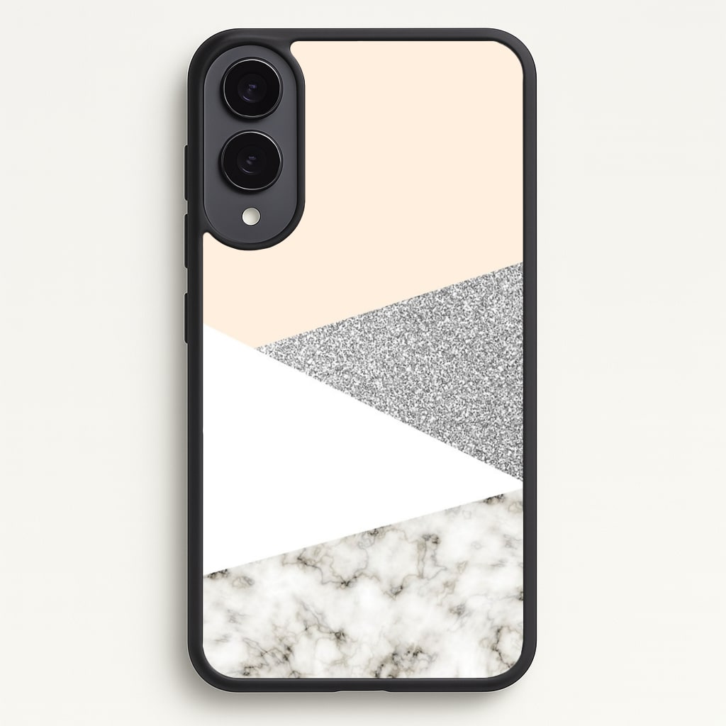 Abstract Marble and Silver Pattern Phone Case - Galaxy S25 Edge / Standard