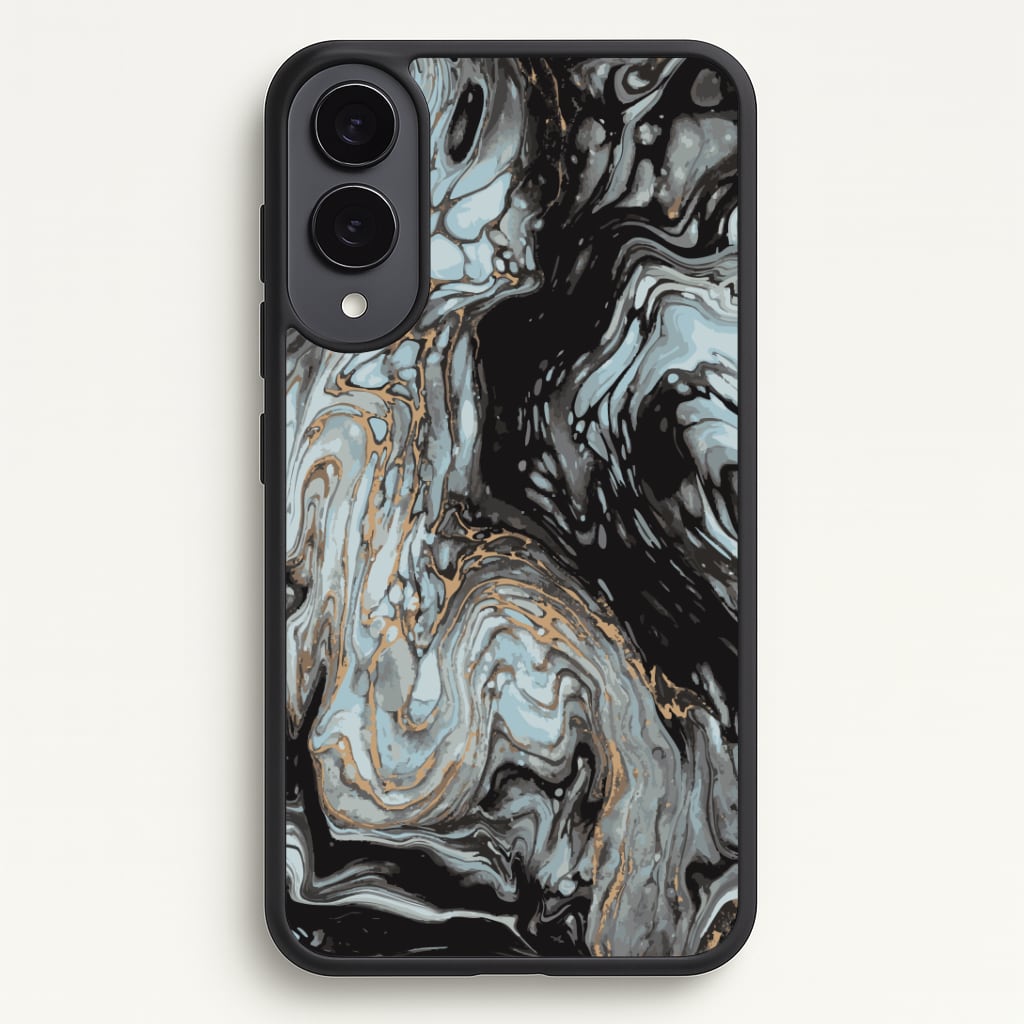 Black And Gold Cloudy Marble Phone Case - Galaxy S25 Edge / Standard