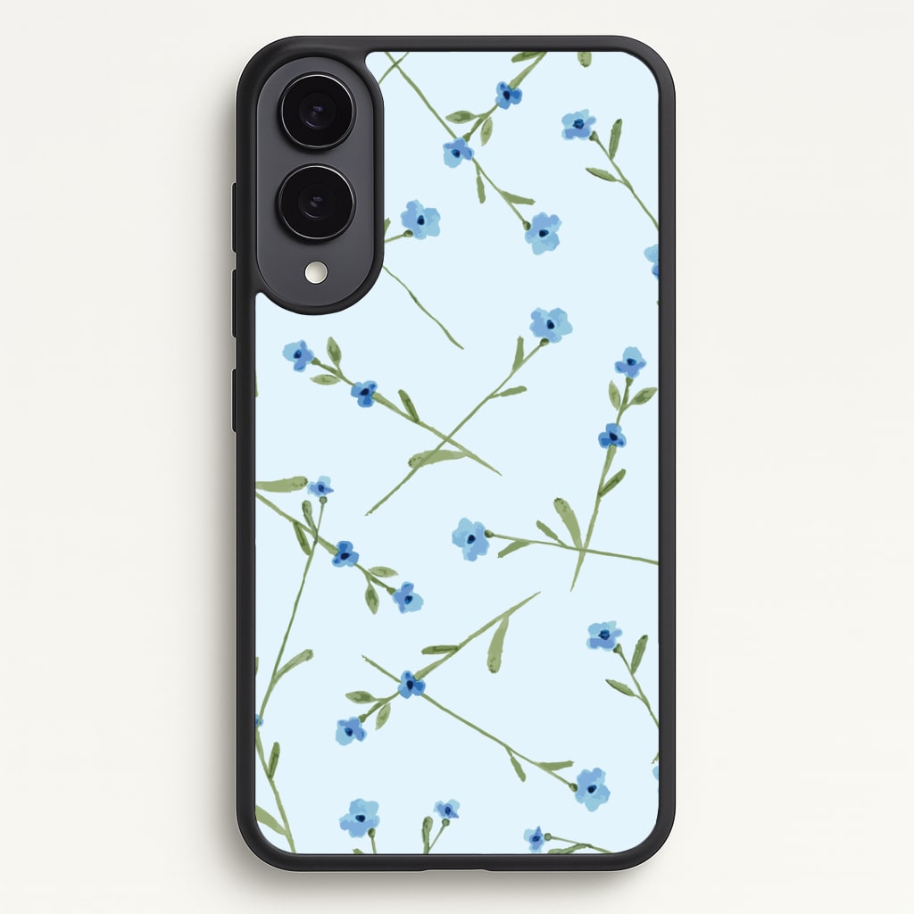 Baby Blue Floral Pattern Phone Case - Galaxy S25 Edge / Standard
