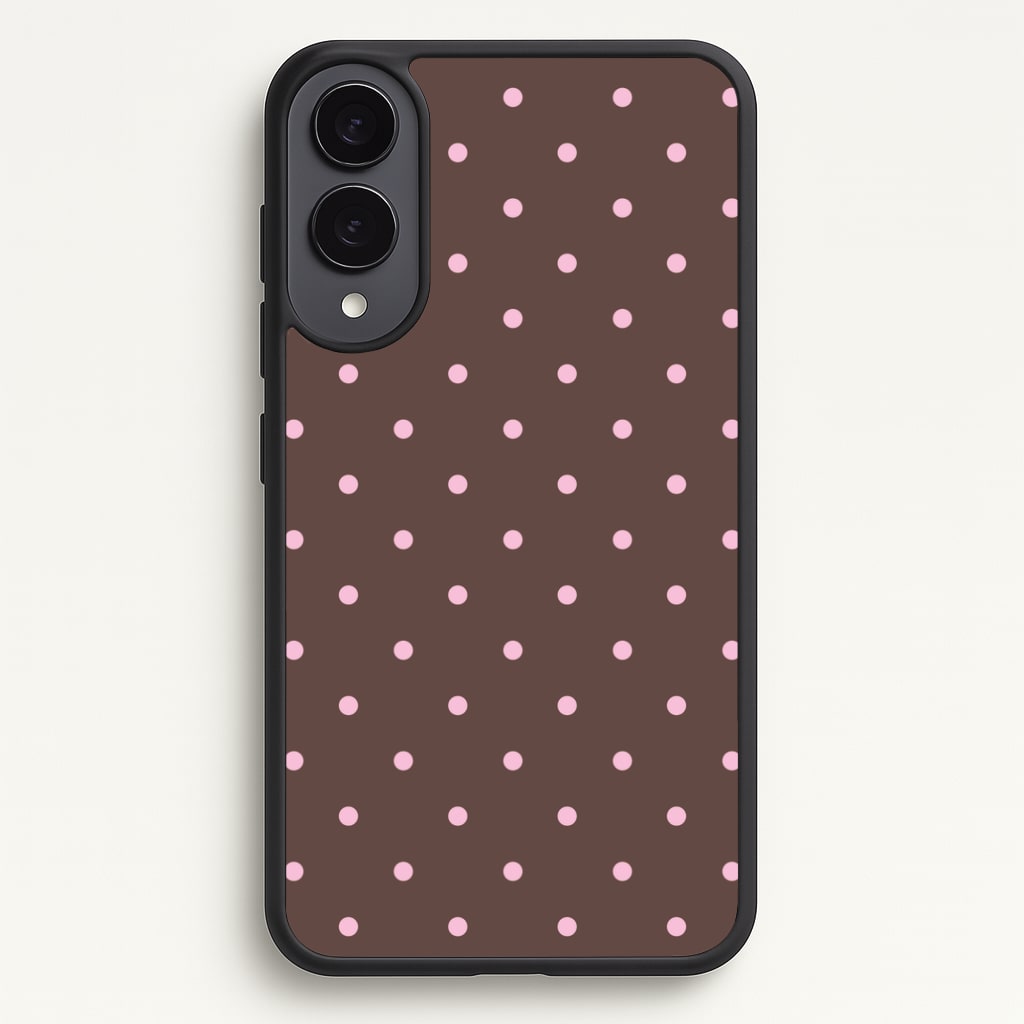 Chocolate & Strawberry Polka Dots Phone Case - Galaxy S25 Edge / Standard
