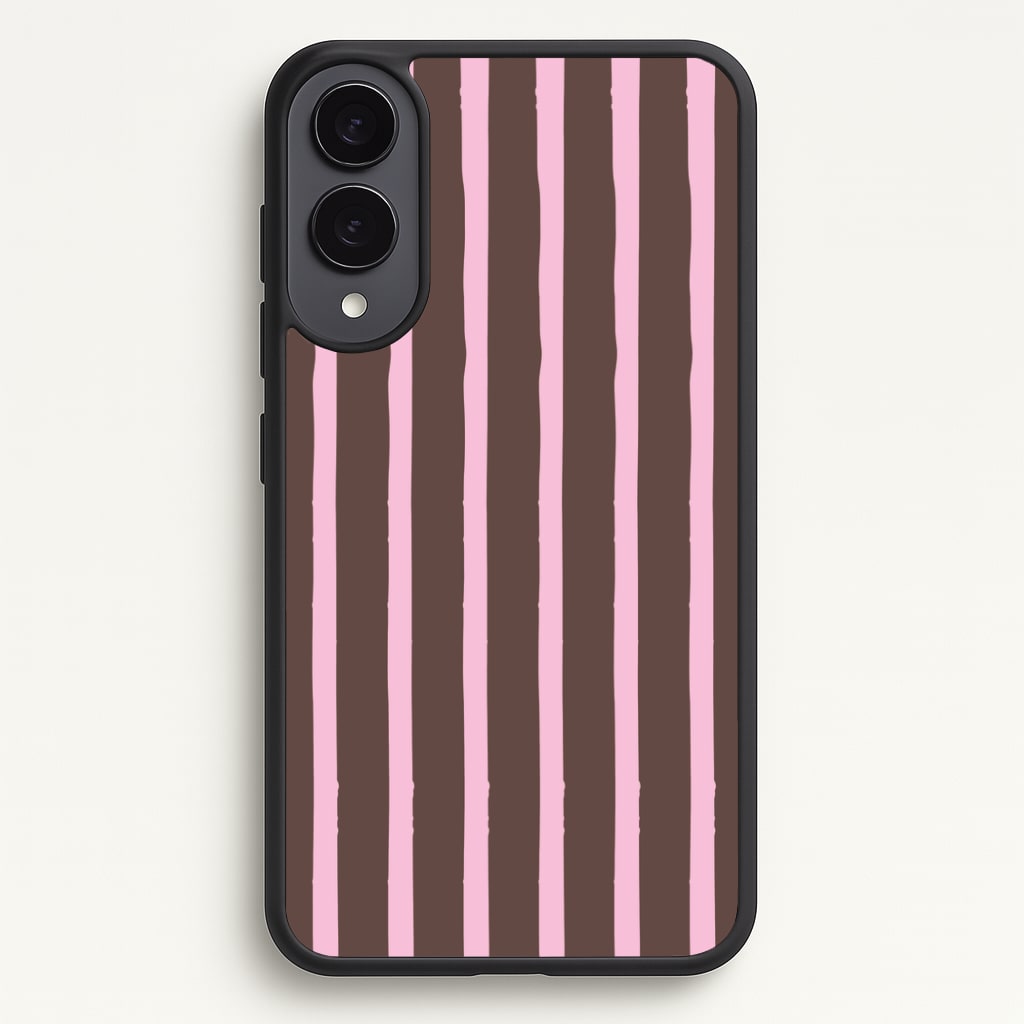 Chocolate & Strawberry Stripes Phone Case - Galaxy S25 Edge / Standard