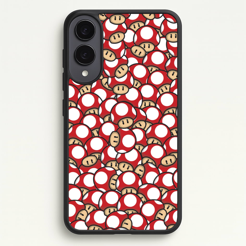 Mushroom Pattern - Red Phone Case - Galaxy S25 Edge / Standard