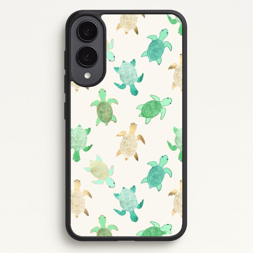 Gilded Jade & Mint Turtles Phone Case - Galaxy S25 Edge / Standard