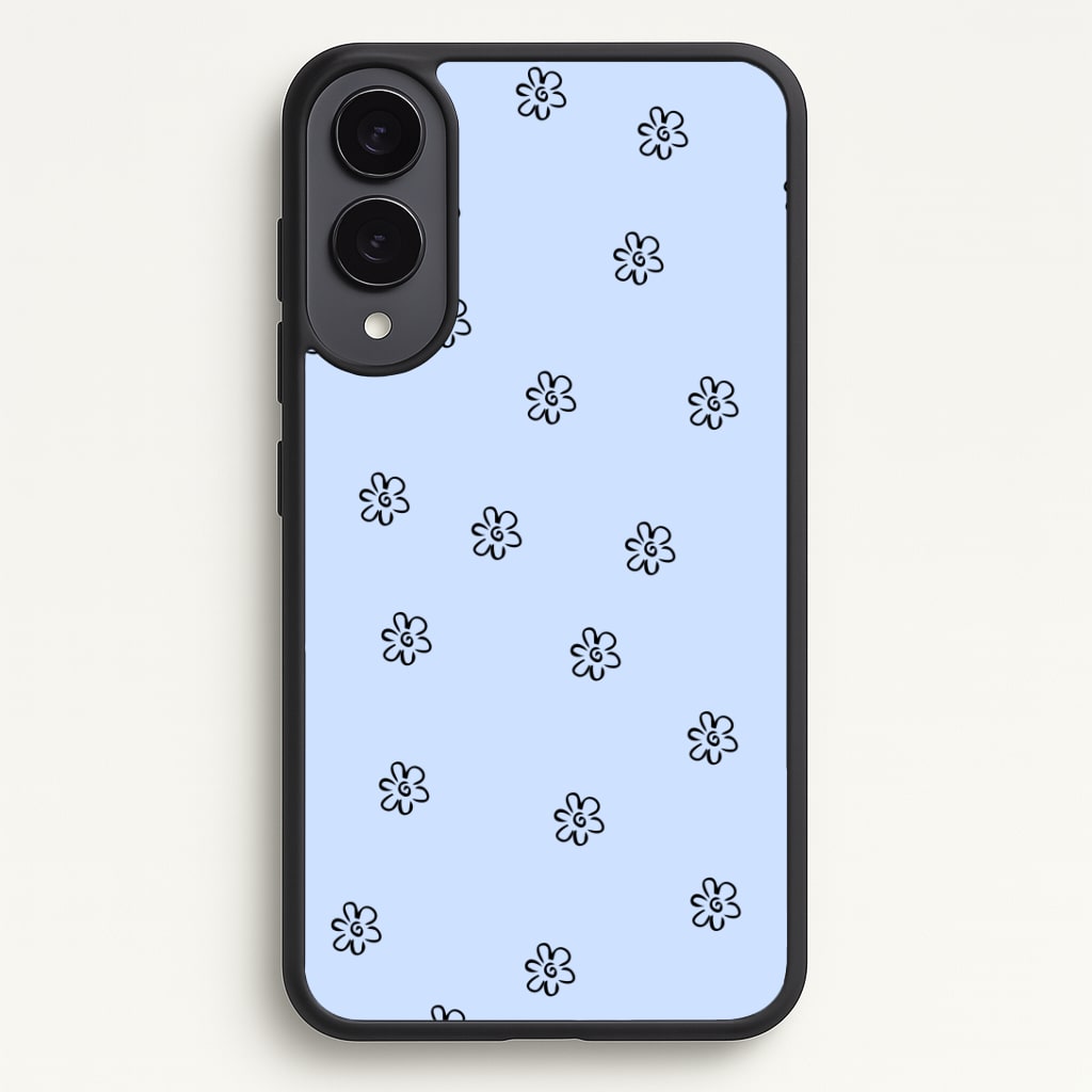 Detail Flower Pattern - Blue Phone Case - Galaxy S25 Edge / Standard