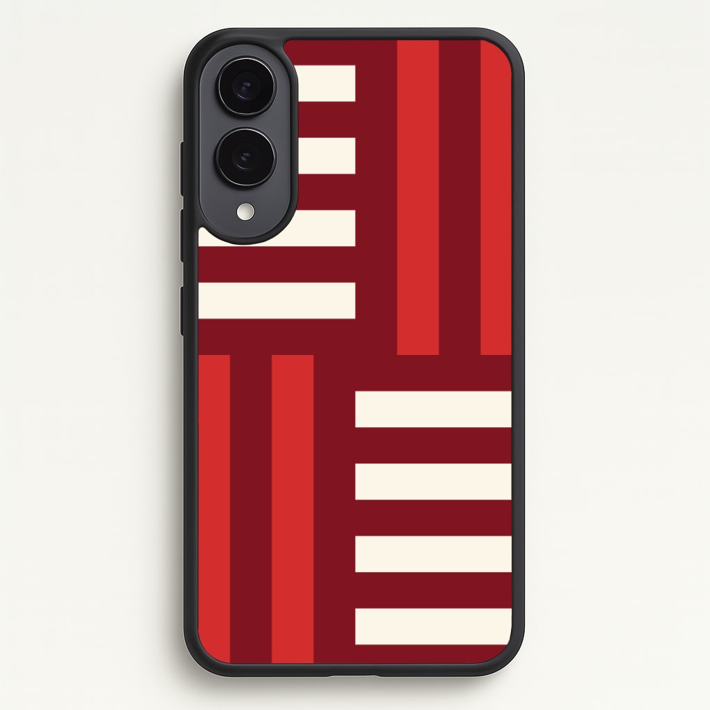 Red And White Geometric Stripes Phone Case - Galaxy S25 Edge / Standard