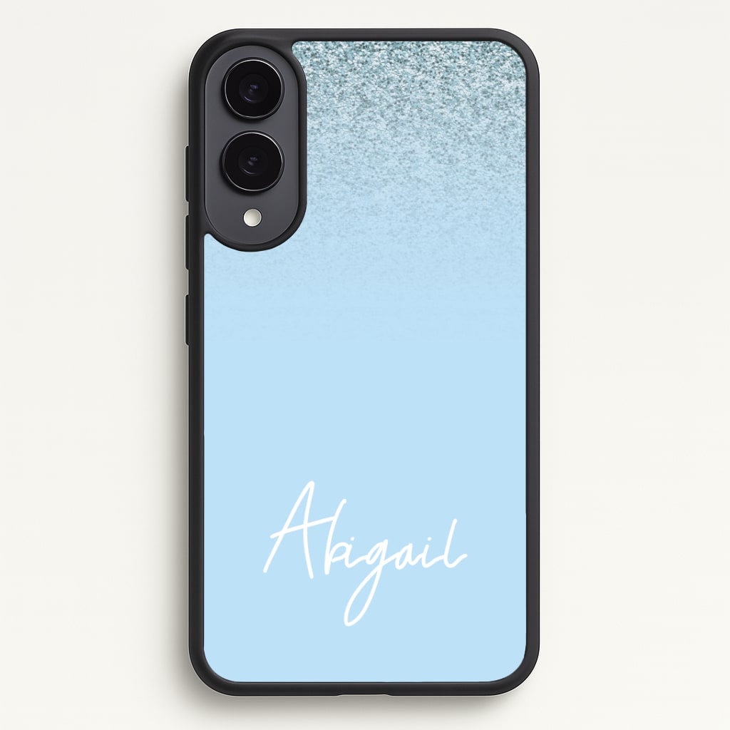 Blue Glitter Personalised Name Phone Case - Galaxy S25 Edge / Standard