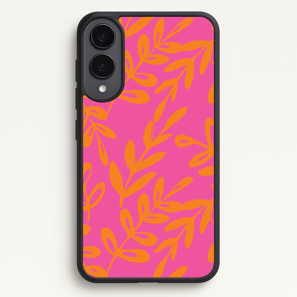 Pink & Orange Leaves - Foliage Phone Case - Galaxy S25 Edge / Standard