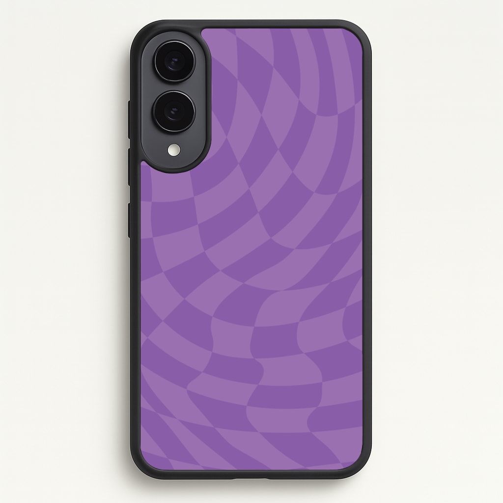 Purple Trippy Checkerboard Pattern Phone Case - Galaxy S25 Edge / Standard