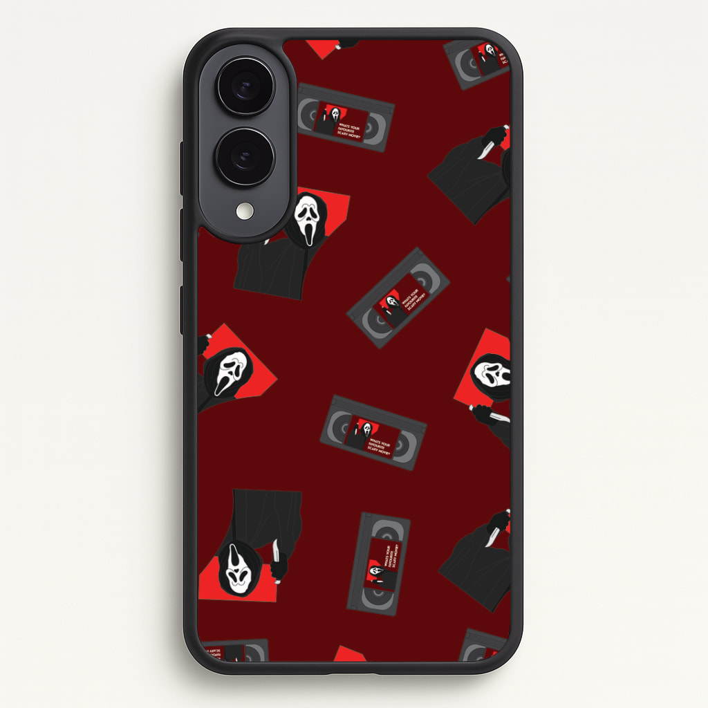 VHS & Ghostface Pattern Phone Case - Galaxy S25 Edge / Standard