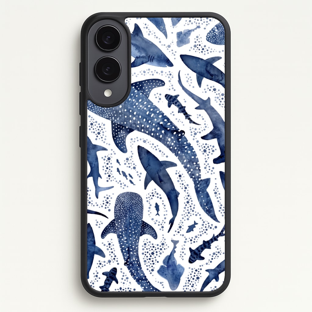 Indigo Watercolour Sharks Phone Case
