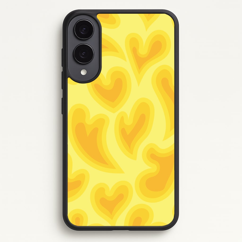 Trippy Summer Hearts Yellow Pattern Phone Case - Galaxy S25 Edge / Standard