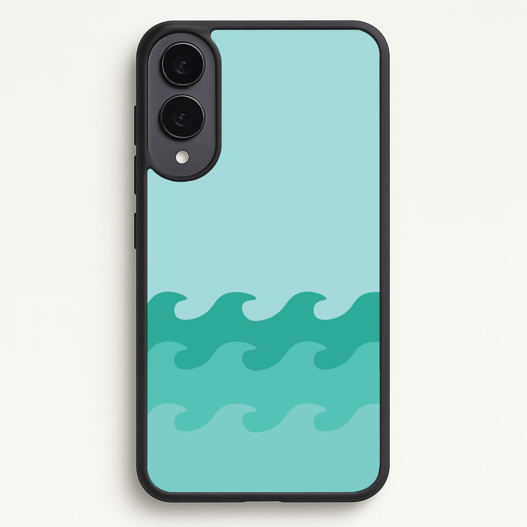 Cyan Beach Waves Pattern Phone Case - Galaxy S25 Edge / Standard