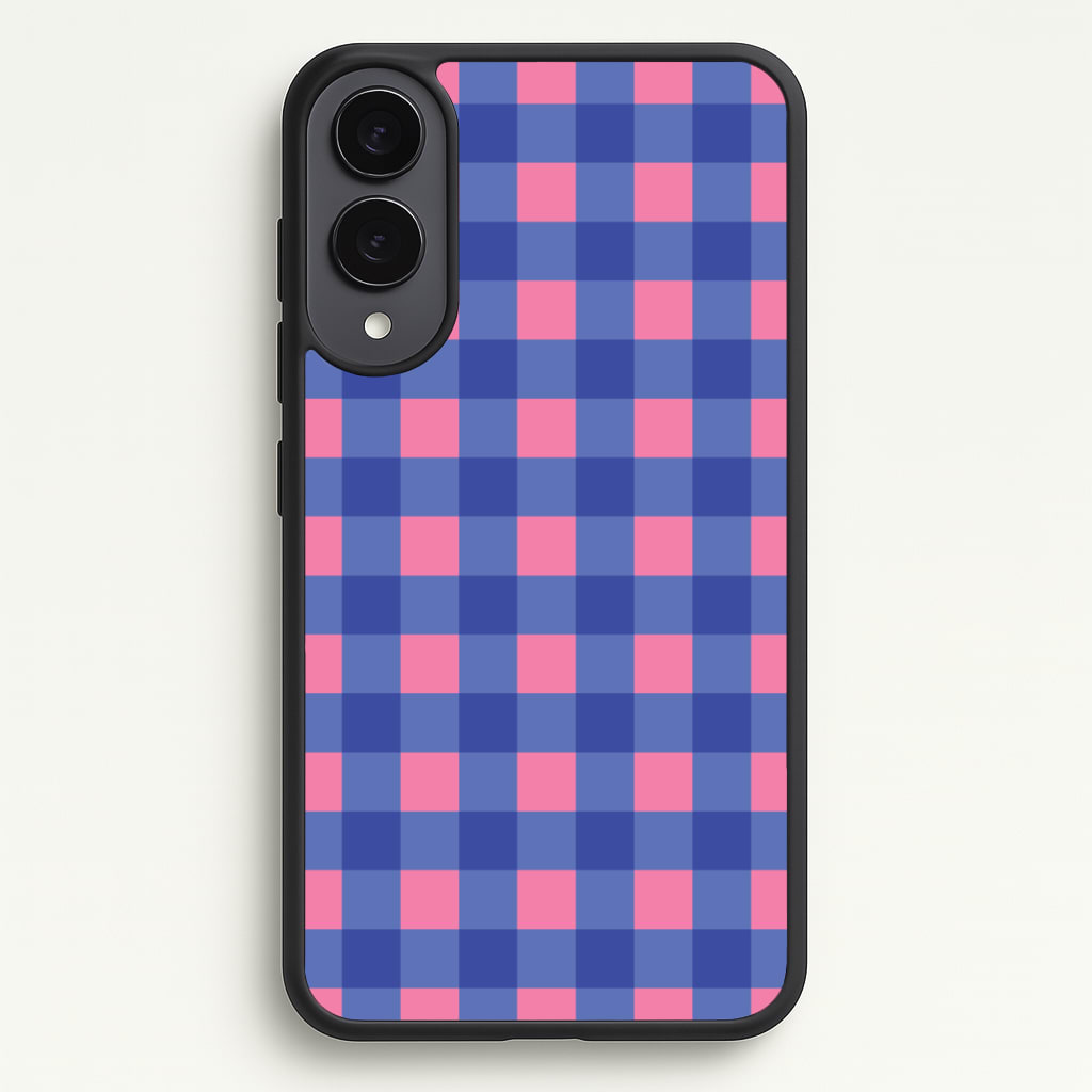 Pink And Blue Checkered Pattern Phone Case - Galaxy S25 Edge / Standard