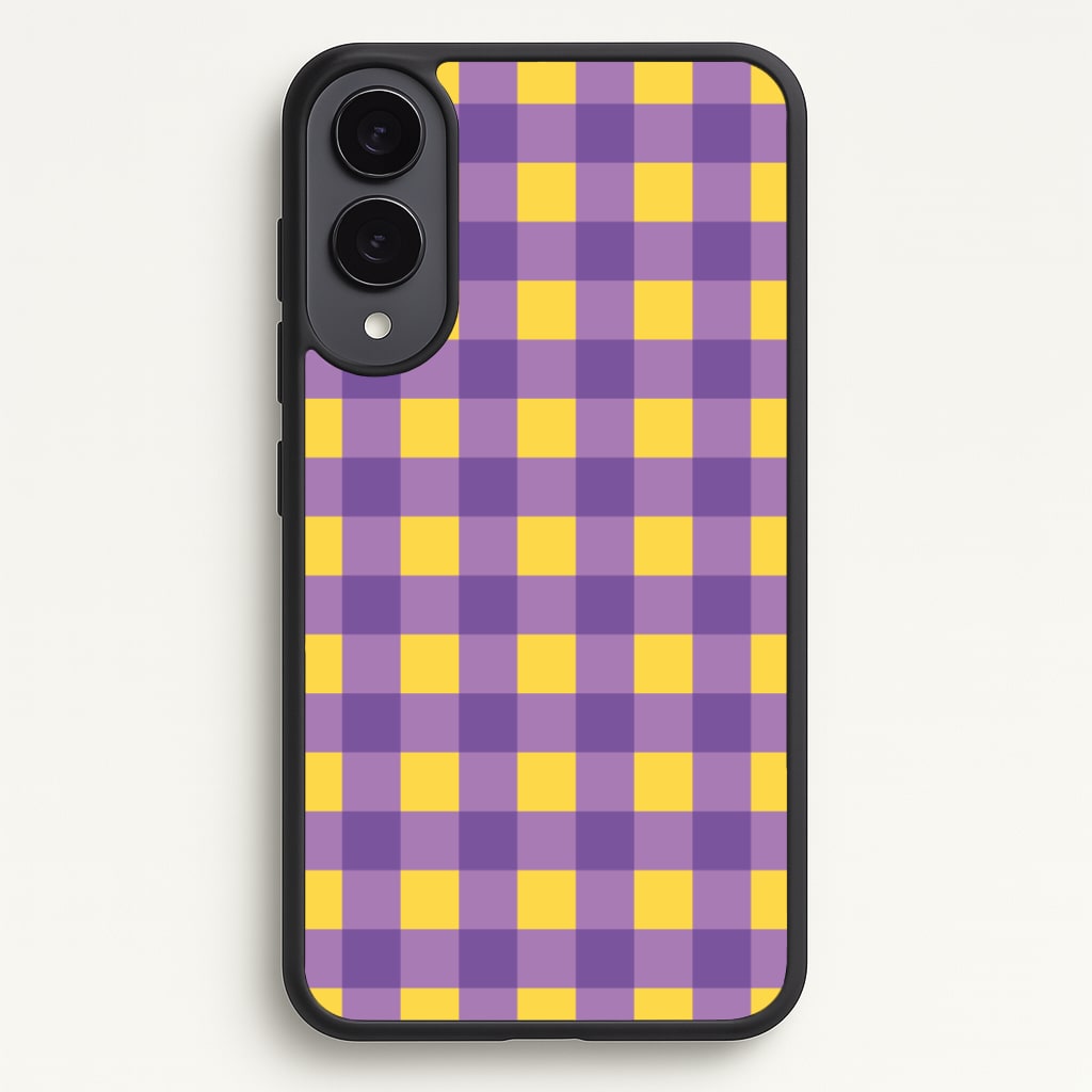 Purple And Yellow Checkered Pattern Phone Case - Galaxy S25 Edge / Standard