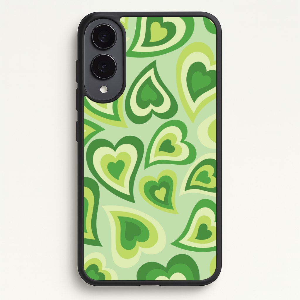 Green Hearts - Trippy Patterns Phone Case - Galaxy S25 Edge / Standard