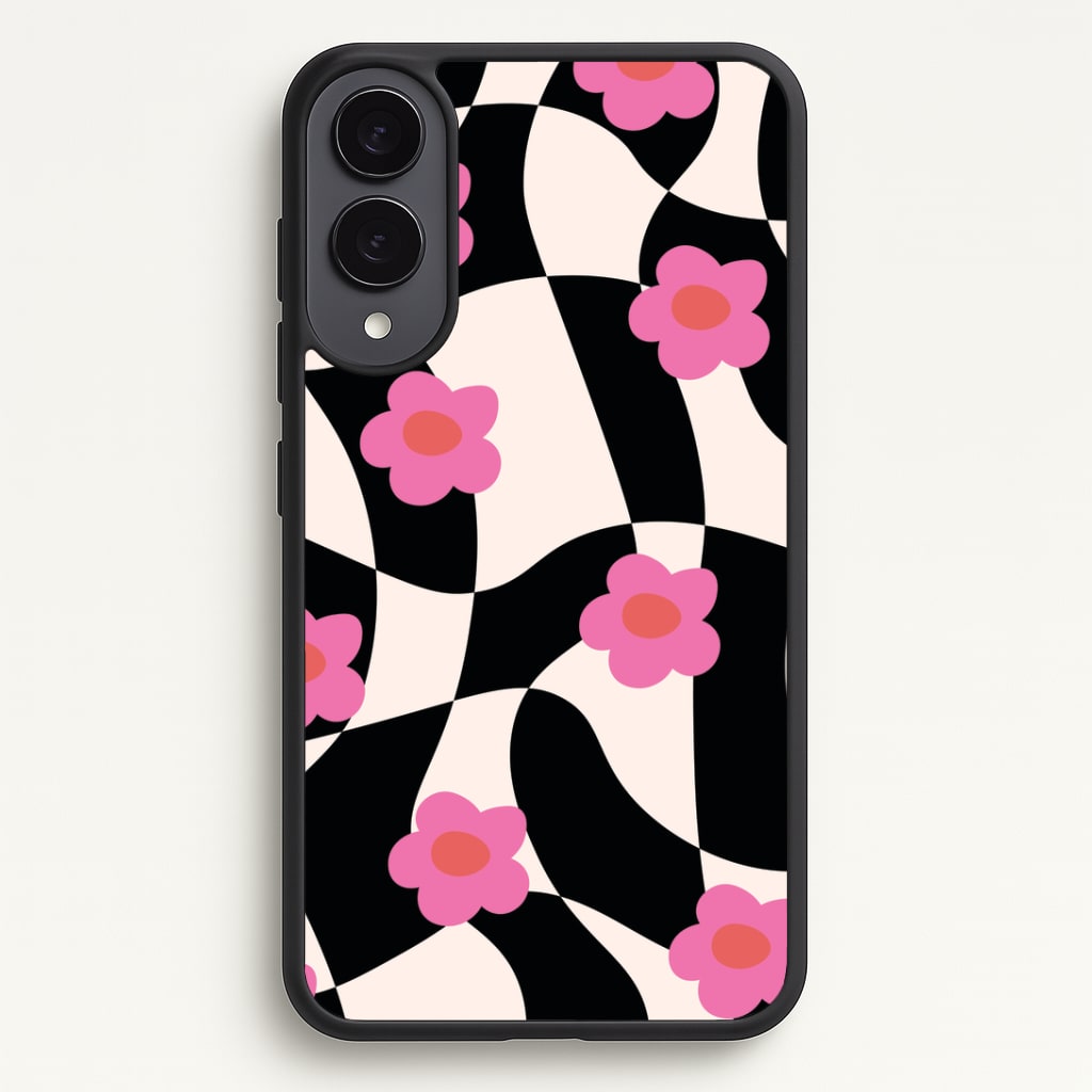 Checkboard Flowers - Trippy Patterns Phone Case - Galaxy S25 Edge / Standard