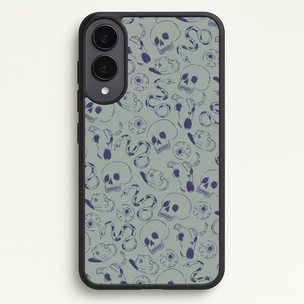 Blue Snakes And Skulls - Western Phone Case - Galaxy S25 Edge / Standard