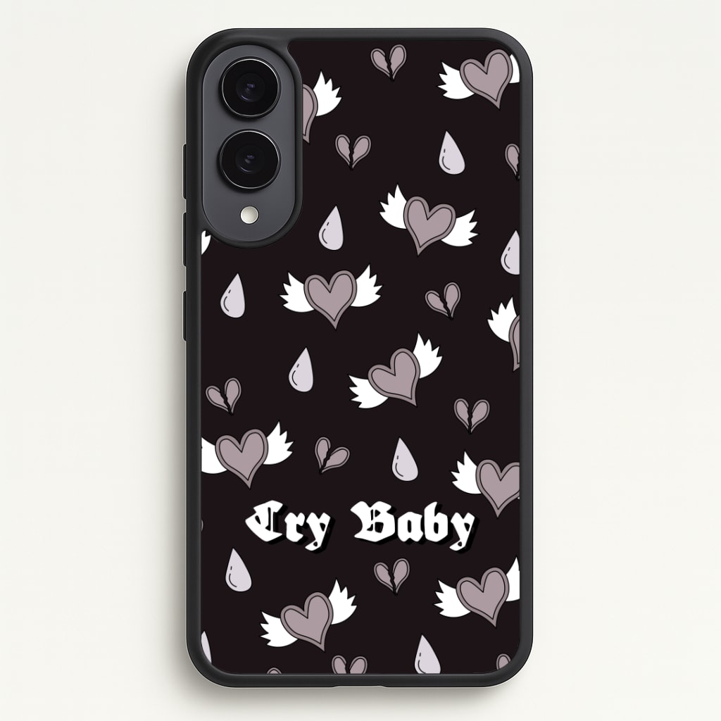 Cry Baby Monochrome Hearts Pattern Phone Case - Galaxy S25 Edge / Standard