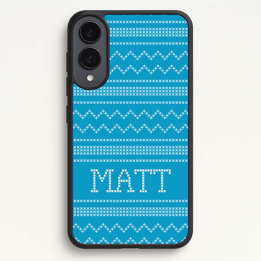 Personalised Christmas Jumper Blue Phone Case - Galaxy S25 Edge / Standard