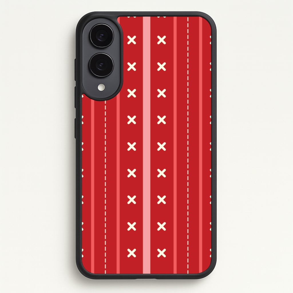 Stripes And Stitches Red Christmas Pattern Phone Case - Galaxy S25 Edge / Standard