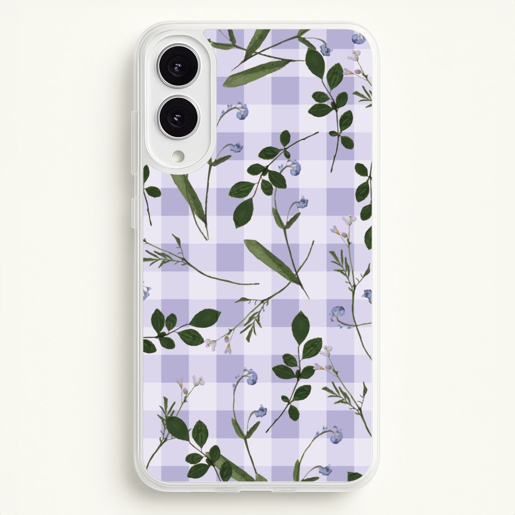 Checkered Pressed Flowers Pattern Phone Case