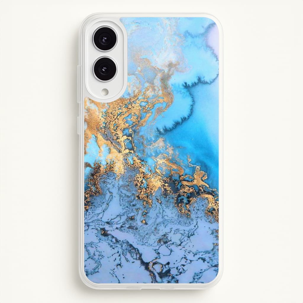 Sea Blue and Gold Marble Phone Case