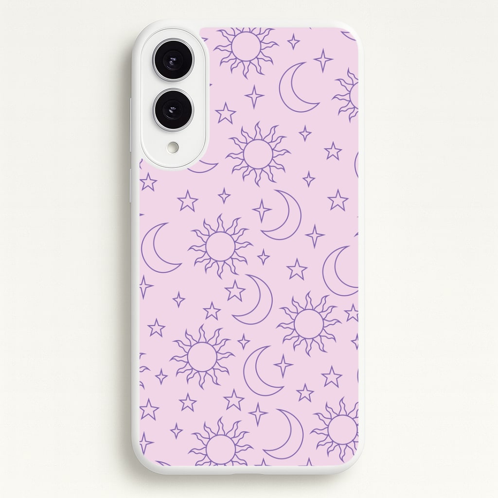 Sun, Moon And Stars Pattern Mauve Phone Case