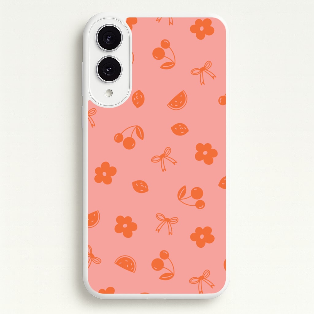 Coquette Orange Cherries Pattern Phone Case