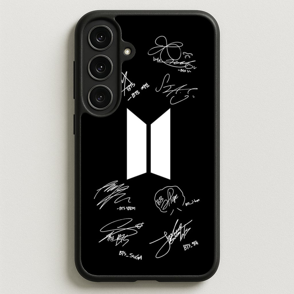 Black K-Pop Band Logo and Signatures Phone Case