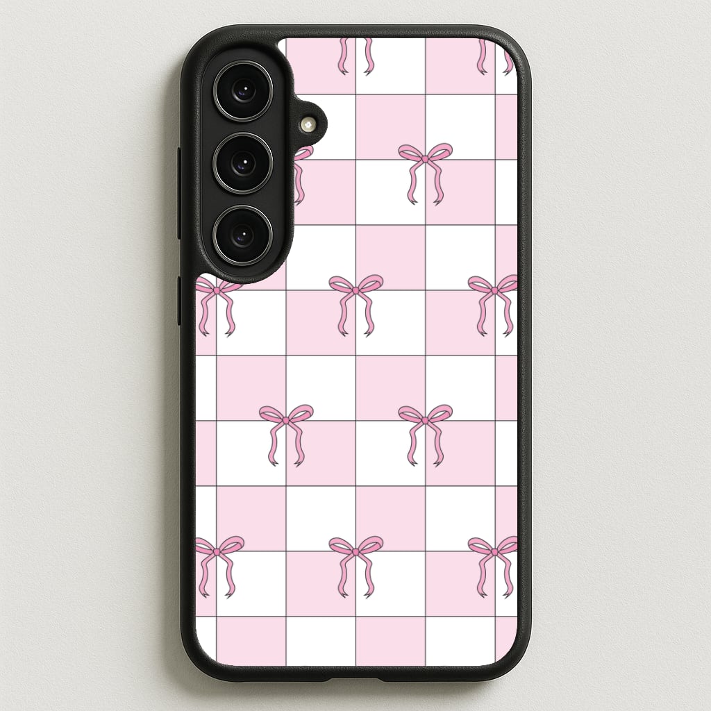 Checkered Pink Coquette Bows Phone Case