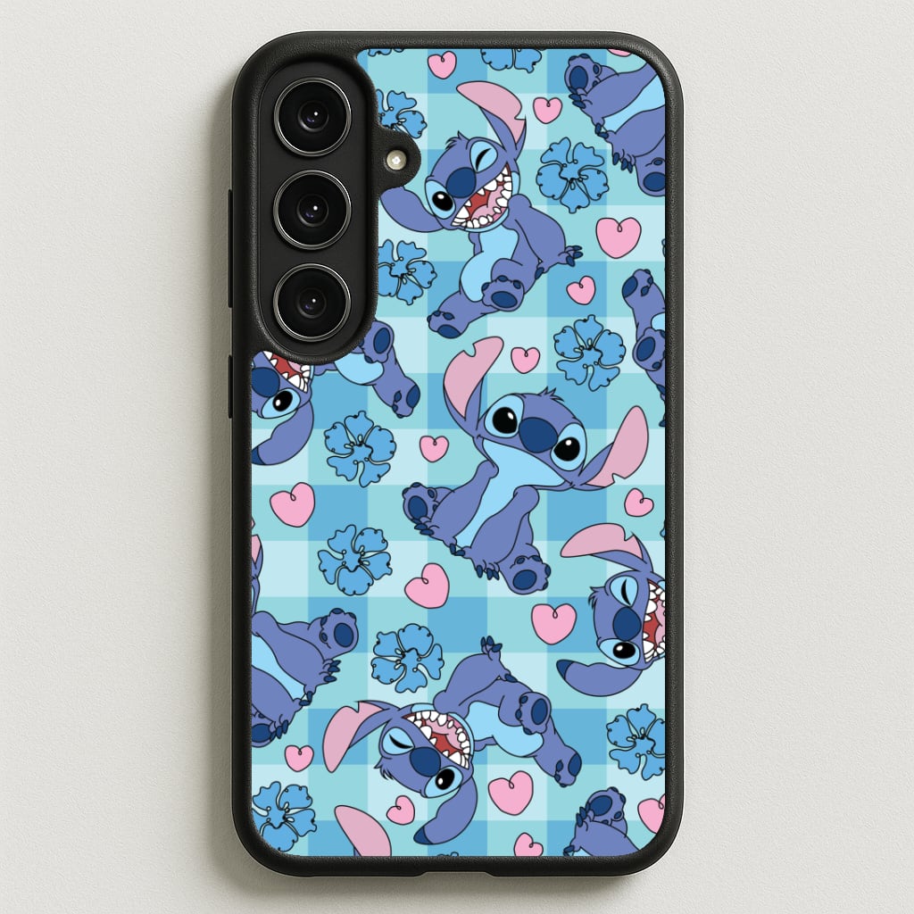 Blue Alien And Hearts Pattern Phone Case