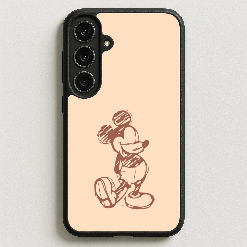 Sketched Mouse Outline Beige Phone Case