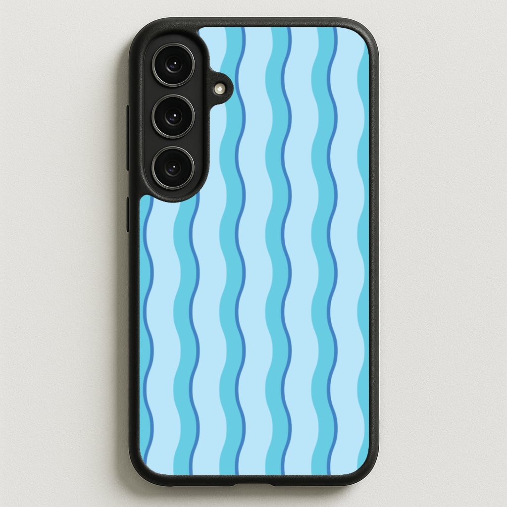 Blue Wavy Stripes Pattern Phone Case