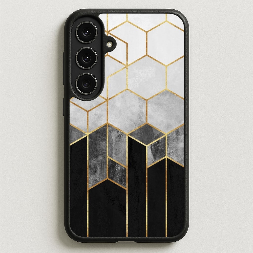 Black White & Gold Honeycomb Pattern Phone Case