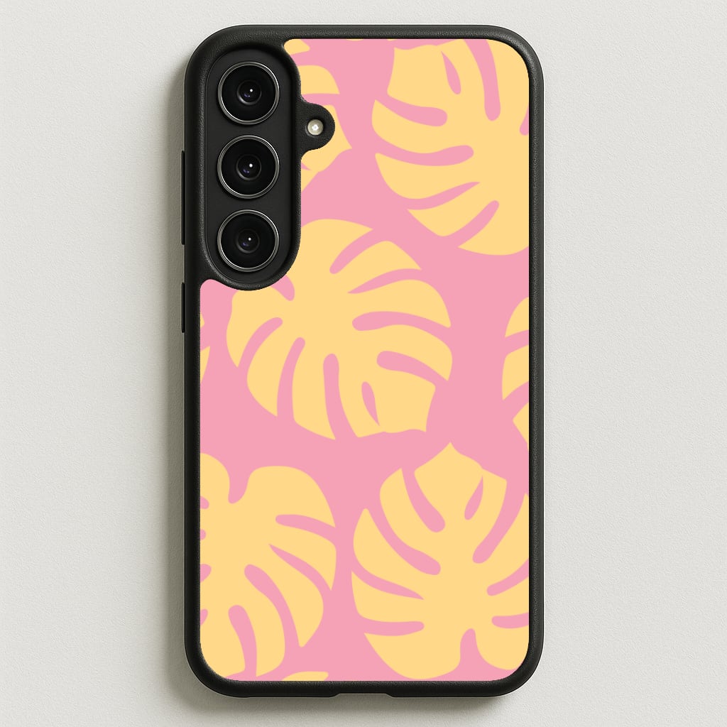 Pink And Yellow Summer Leaves Pattern Phone Case