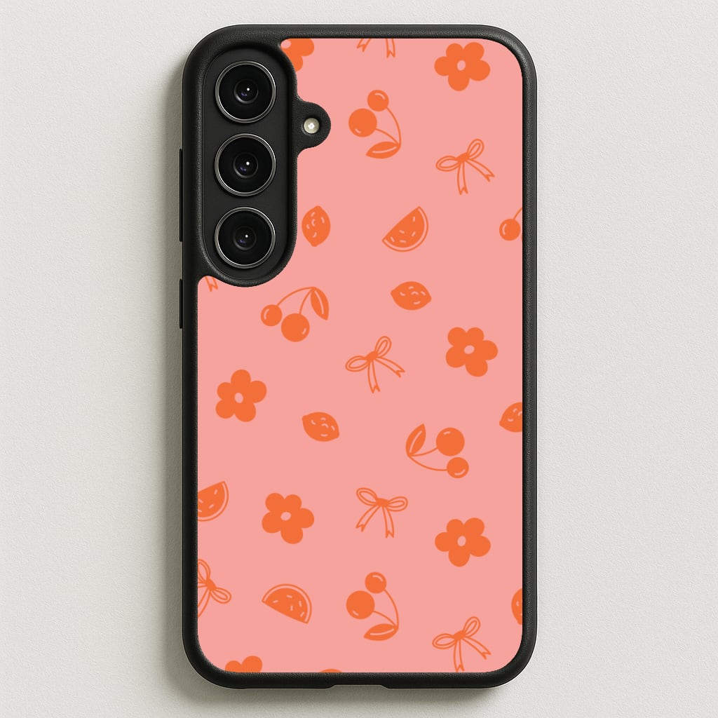 Coquette Orange Cherries Pattern Phone Case