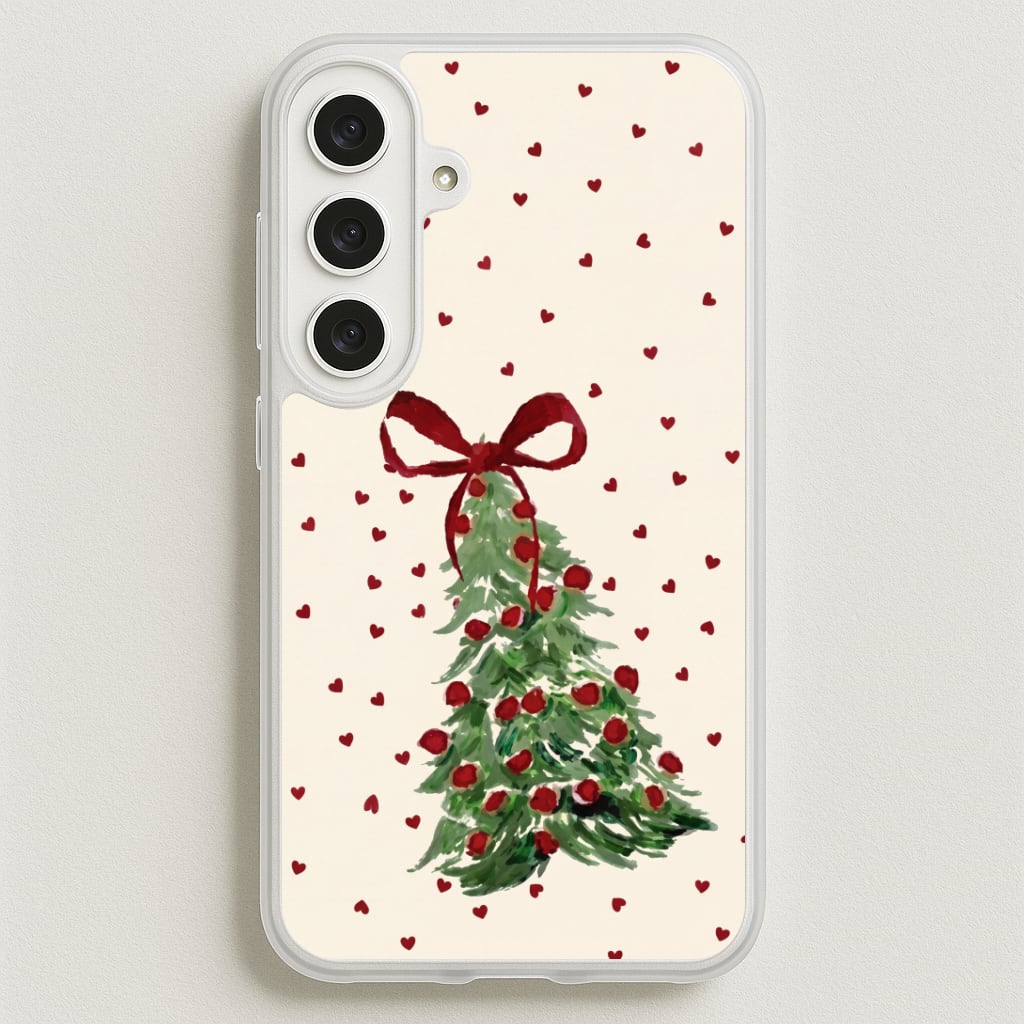 Painted Christmas Tree Hearts Phone Case