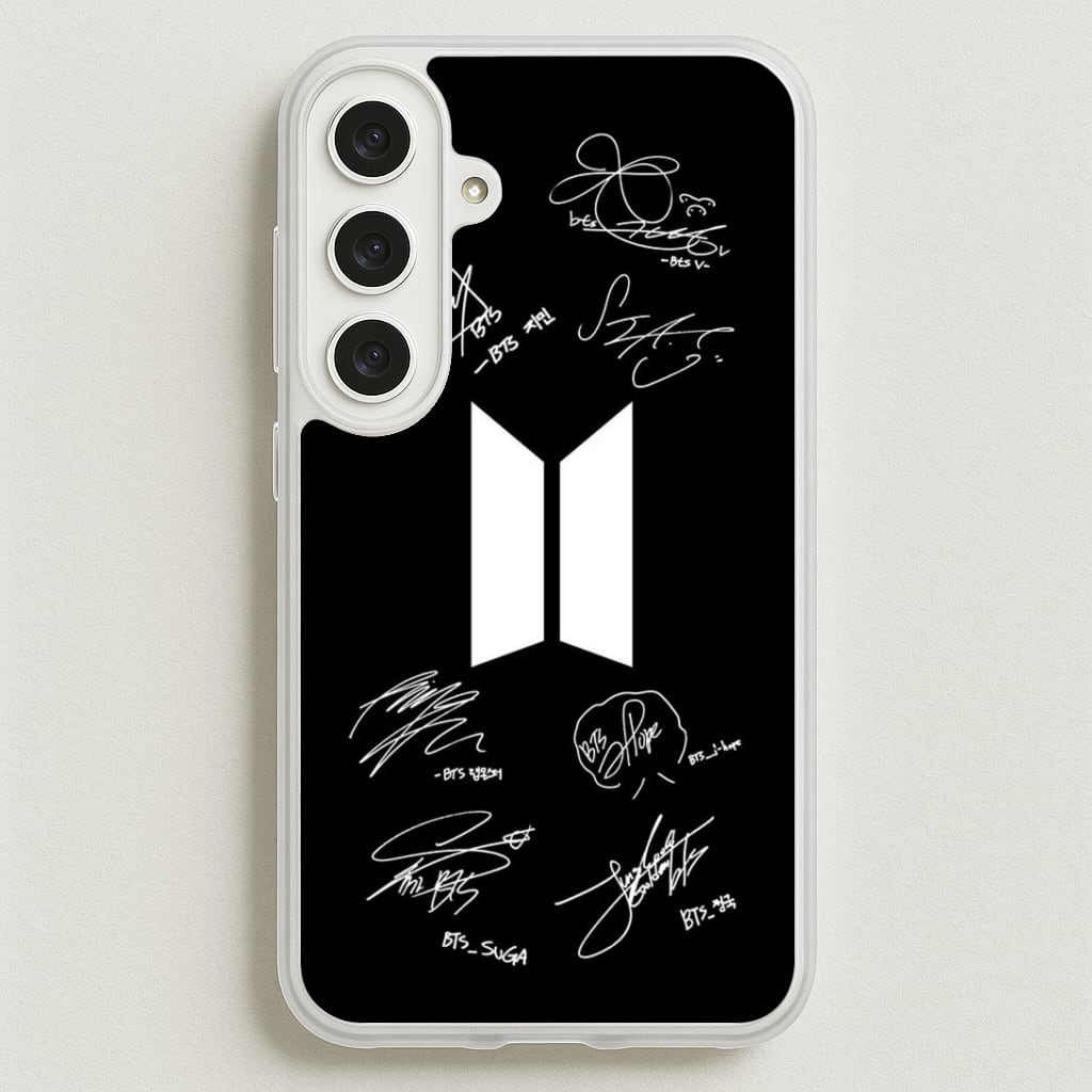 Black K-Pop Band Logo and Signatures Phone Case