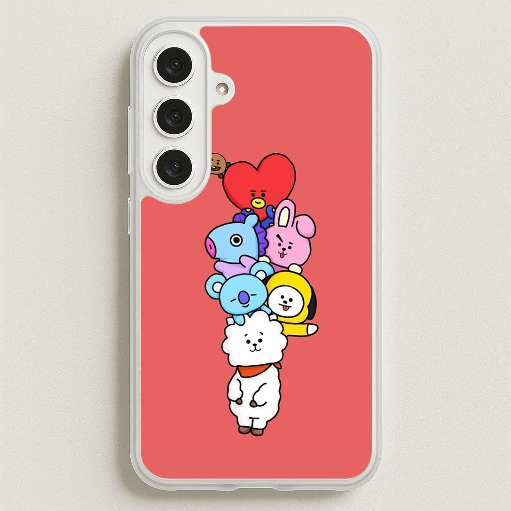 Red BT21 - RJ, Mang, Koya, Chimmy, Cooky, Shooky, Tata - K Pop Phone Case