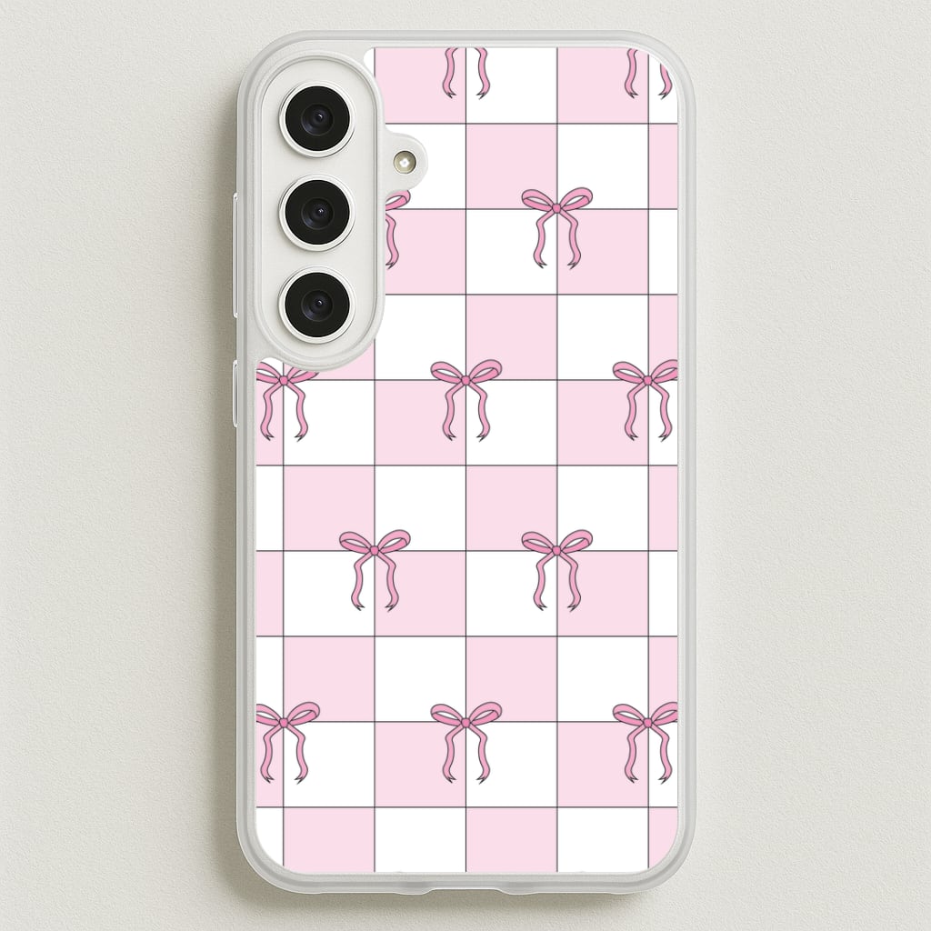 Checkered Pink Coquette Bows Phone Case