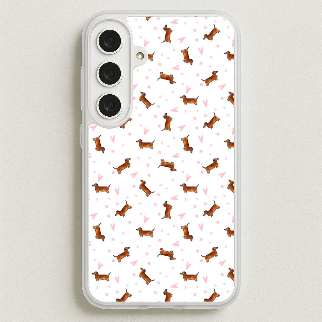 Dachshund Pattern - White Phone Case